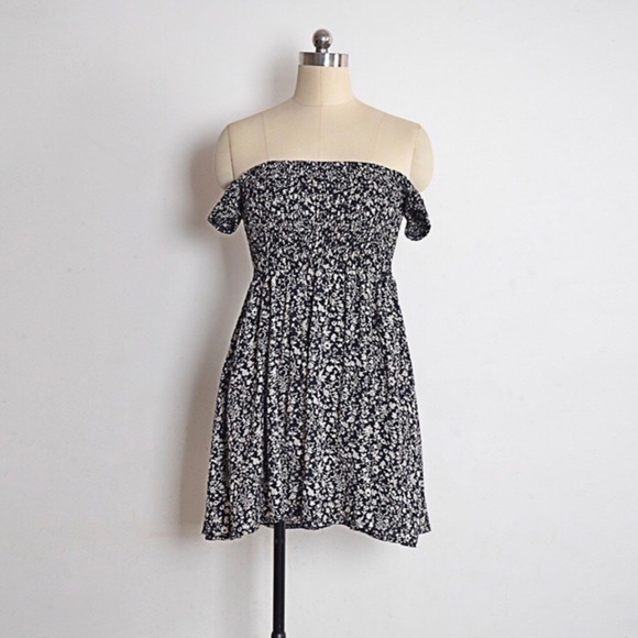 Happy Girl DarkNavy Floral Off Shoulder Mini Dress - Picture 5 of 7